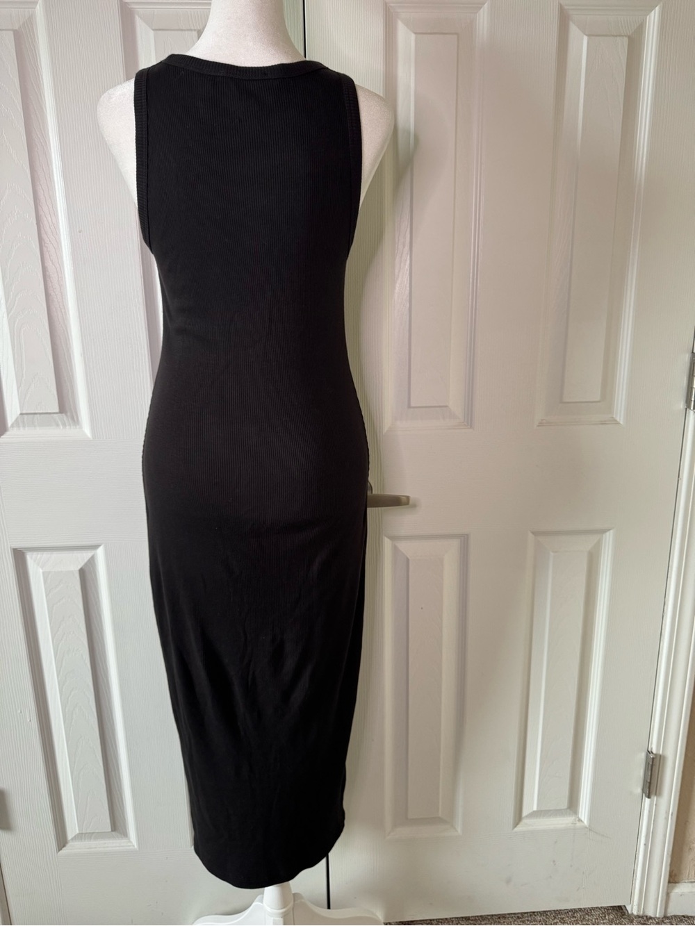 Theory Ribbed Tank Maxi Dress Size M Black Sleeveless Bodycon Minimalist Chic - Picture 5 of 6